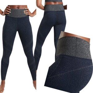 ATHLETA Navy Metallic Sparkle Twilight Tight Seamless Leggings Size M